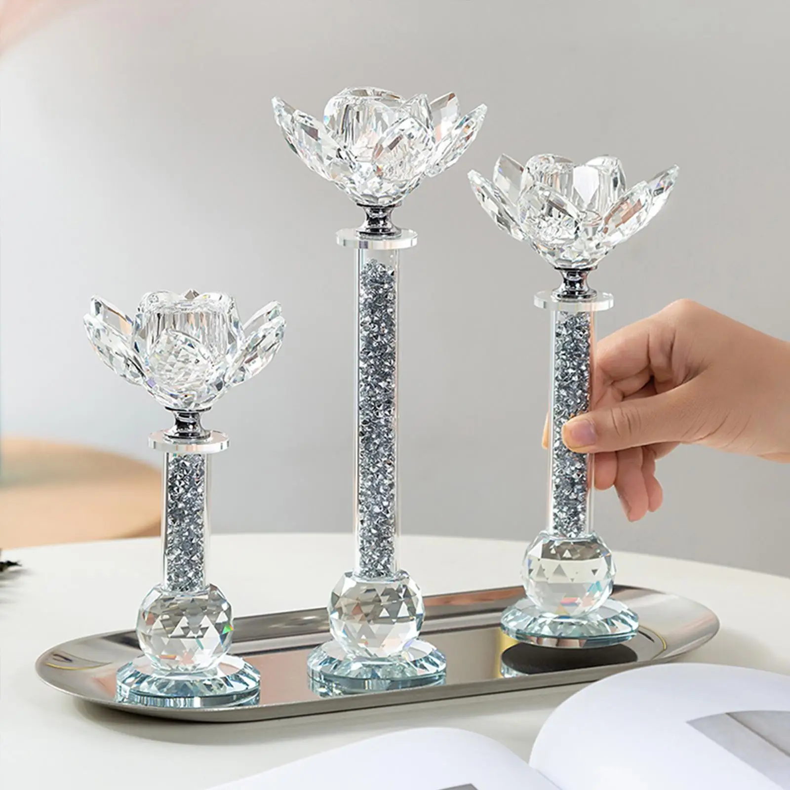 

3Pcs Pillar Candle Holder Tea Light Candlestick Elegant Modern Votive Candle Stand for Home Desktop Banquet Wedding Decor