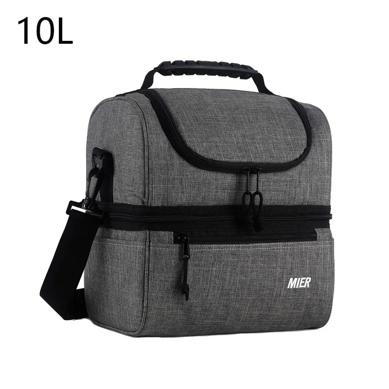 

10L Double Layer Insulated Lunch Bag Picnic Bento Box Meal Pouch Warm Keeping Thermal Bag Cooler Delivery Bags 10L