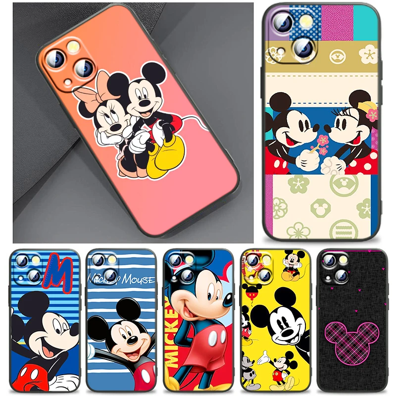

Disney Pink Minnie Mickey Phone Case For iPhone 11 12 13 Mini 14 Pro Max 11 Pro Max X XR Plus 7 8 SE Silicone Cover
