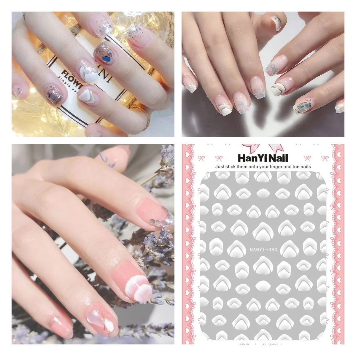

3шт./упак. INS популярный HANYI 380 наклейка для ногтей с узором в виде горы s 3D наклейка для наращивания ногтей с обратным клеем для самостоятельной сборки