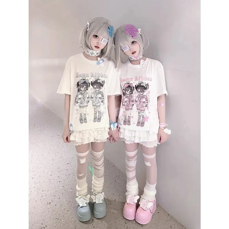 Женская футболка с японской милой субкультурой коротким рукавом Y2k топы аниме