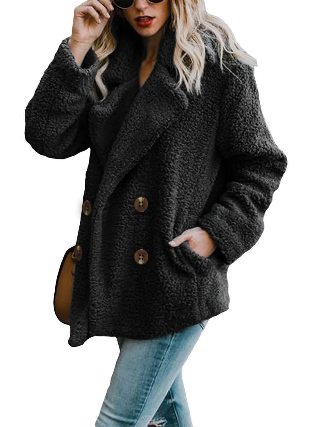 Women's Leather Fur Coat Fall Winter Fashion Casual Plush Coat Top Female Faux Fur Coat