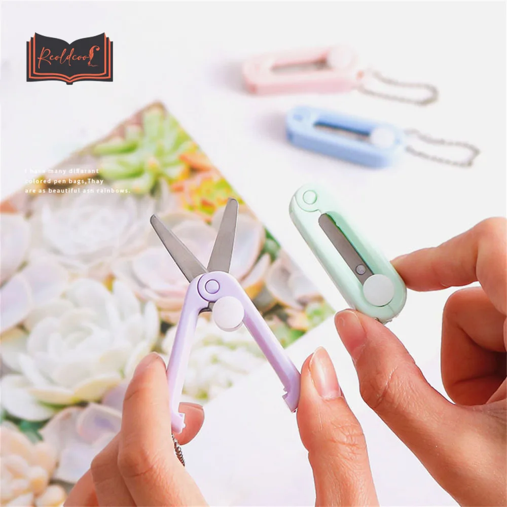 

Cute Stainless Steel Hand Scissors Multifunctional DIY Mini Portable Kawaii Retractable Folding Knife Art Scissors Stationery
