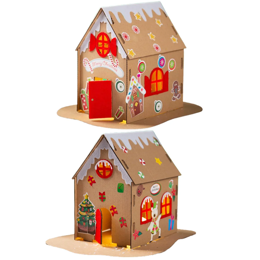

House Christmas Gingerbread Kitkits Wooden Diy Craft Cardboard Ornaments Decorationsmini Village Miniature Decoration