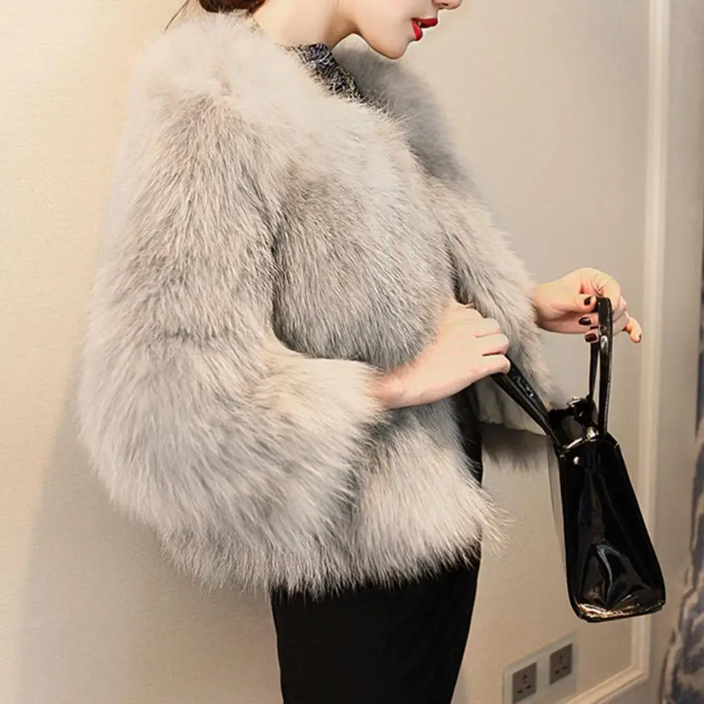 

Thick Warm Fur Coat Winter Fashion O-neck Faux Fur Jacket Fluffy Plus Size Solid Color Elegant Plush Fur Coats Outerwear