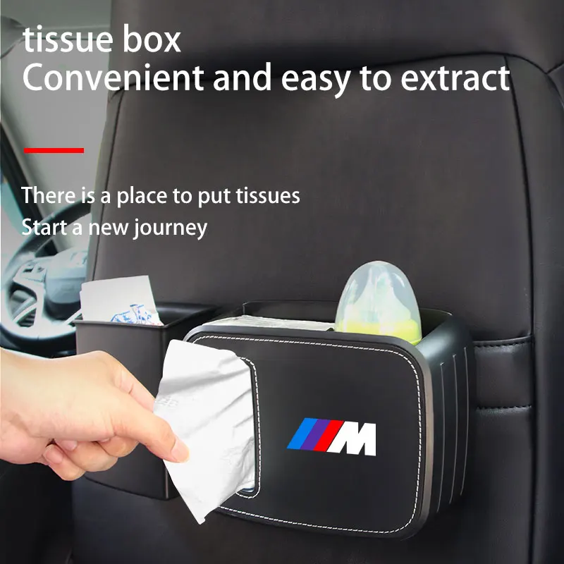 1pcs Car Seat Back Trash Bin Storage Box Drink Holder Organizer For BMW M E36 E46 E90 E60 F10 F30 E39 F20 E87 E92 G30 X5 E70 E91