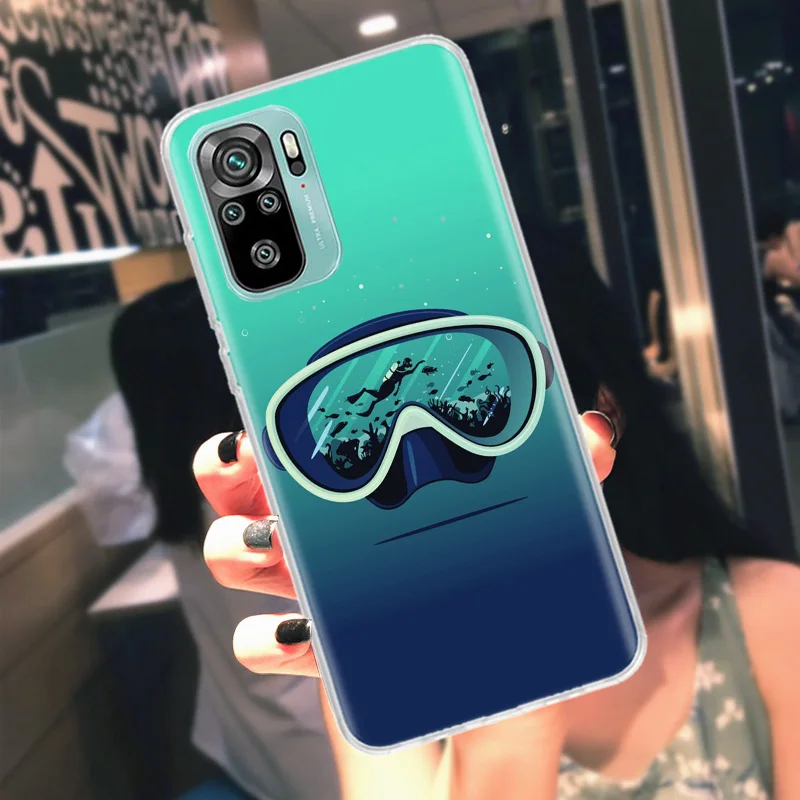 Scuba Diver Diving Phone Case For Xiaomi Poco X6 X5 X4 F4 GT X3 NFC F6 Pro 5G M5 M5S M4 M3 Mi F5 F3 F2 F1 Clear Cover Coque TPU