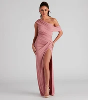 sexy evening party dresses long side split women wear for prom 2023 modern off shoulder ruched special banquet vestidos