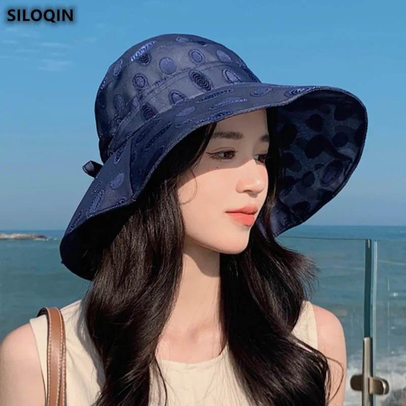 

Fashion Women's Summer Bucket Hat Sombreros Girl Sun Hat Broad-Brimmed Hat UV Beach Hats Embroidery Foldable Travel Panama Caps