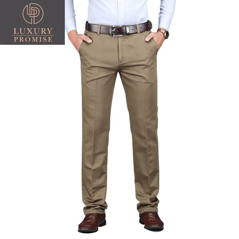 

Mens Suit pants Fashion Stretch Slim Straight Office Men Pant Anti Wrinkle Casual Business Quality BlackTrousers Male Winter