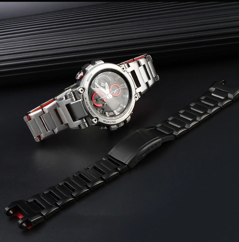 Браслет для Casio G-SHOCK ремешок часов с красным дном из нержавеющей стали MTG-B1000 G1000