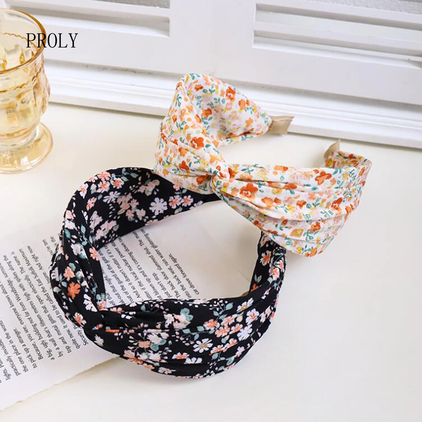 

PROLY New Fashion Hairband For Women Wide Side Cross Knot Turban Fresh Floral Headband Spring Travel Hair Accessories Wholesale