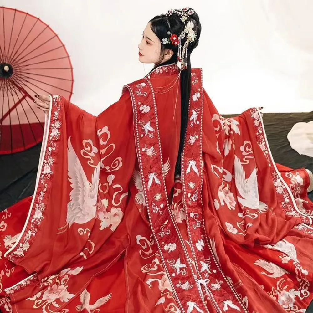 Красный женский костюм ханьфу династии песни Свадебный невесты для косплея юбка