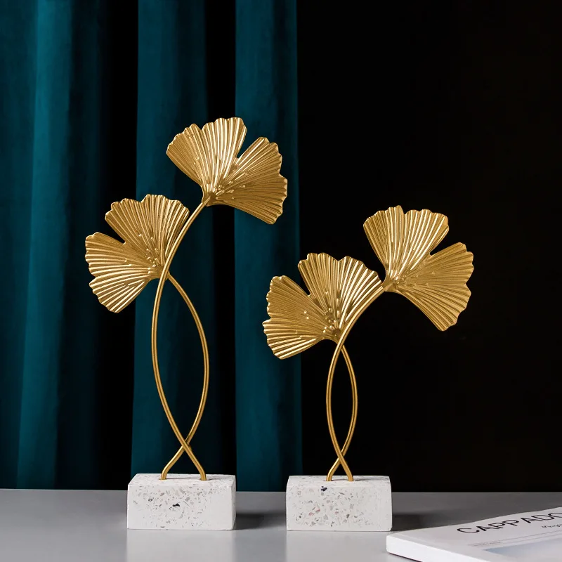 

Ins Iron Art Ginkgo Leaf Ornaments Creative Home Desktop Wine Cabinet Soft Decorations Metal Crafts Decorations Room Decor