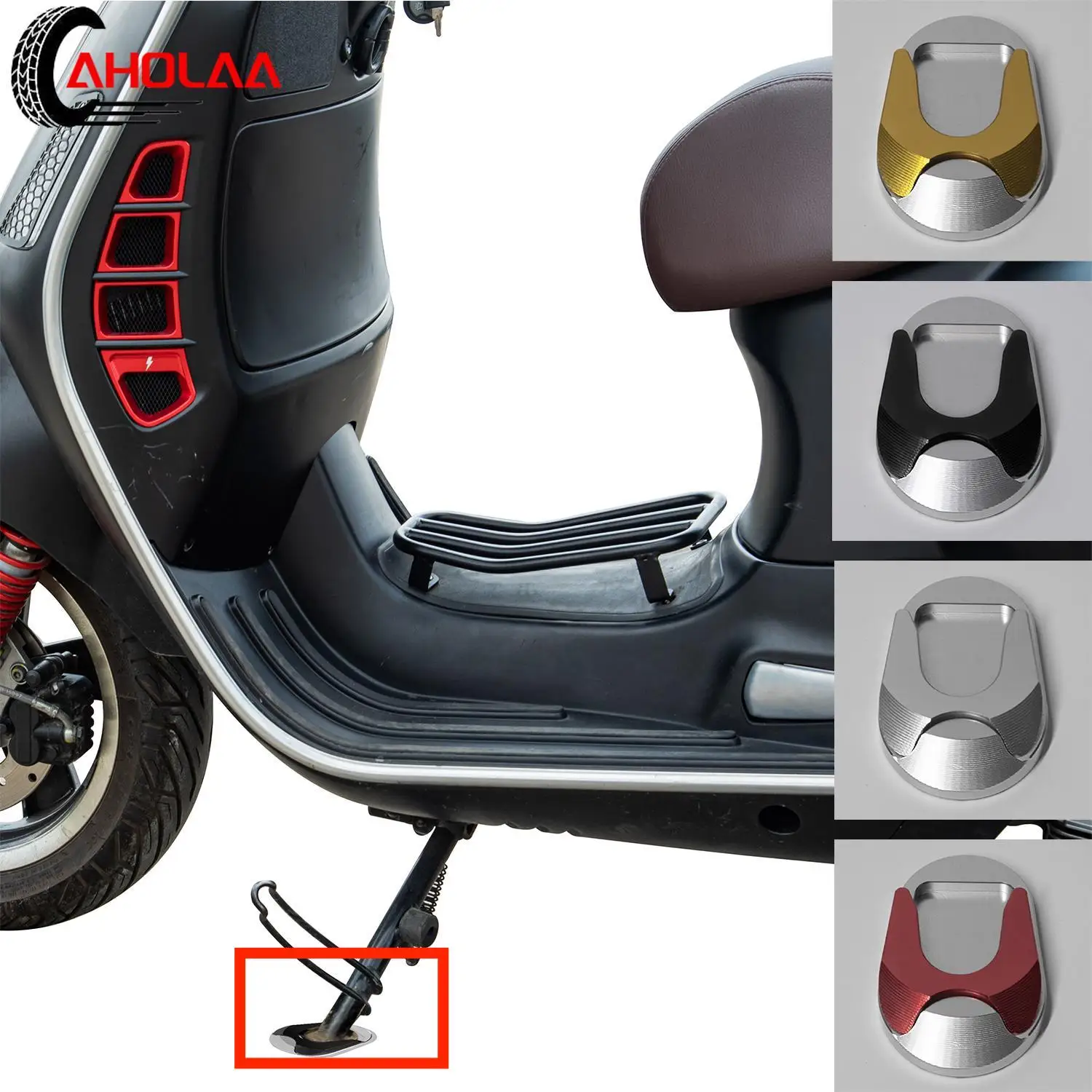 

Motorcycle Parking Kickstand Support Plate Foot Side Stand Extension Pad for Piaggio Scooter VESPA GTS300 GTS 300 All Years