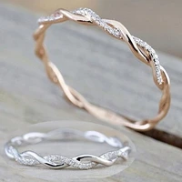 1pc delicate gold silver color twined vine infinity rings for women simple fashion white zircon bridal engagement wedding ring