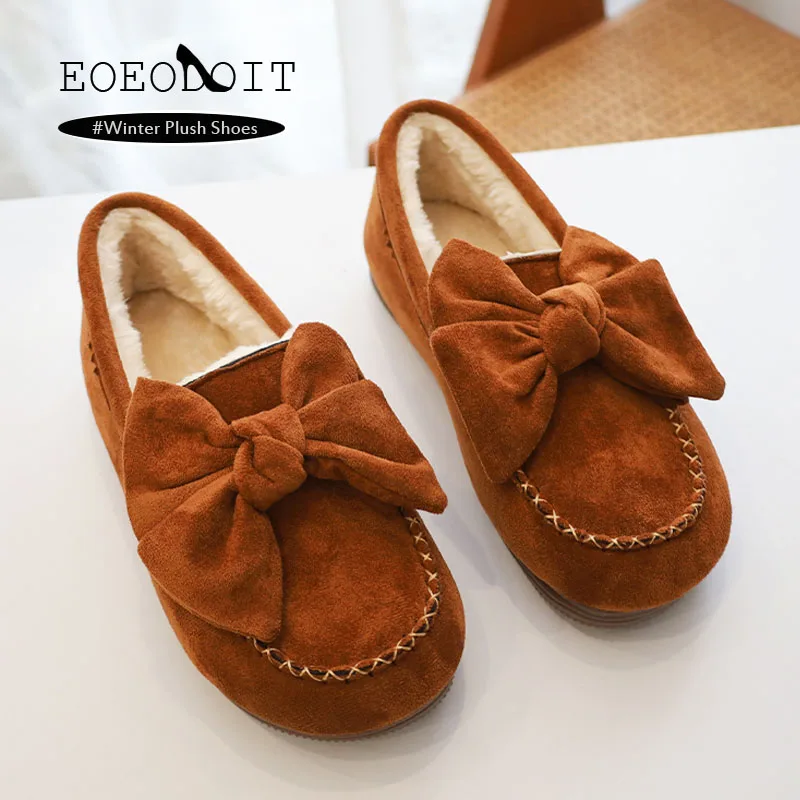 

Зимние теплые флисовые туфли, женские короткие ботильоны на плоской подошве, снежные ботинки, лоферы без шнуровки