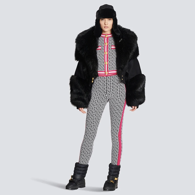 Jacquard Lion Button Black Bodycon Bandage Tops Pant Sets Nuevo En Conjuntos A Juego Jackets Night Club Outfit Birthday Pantalon