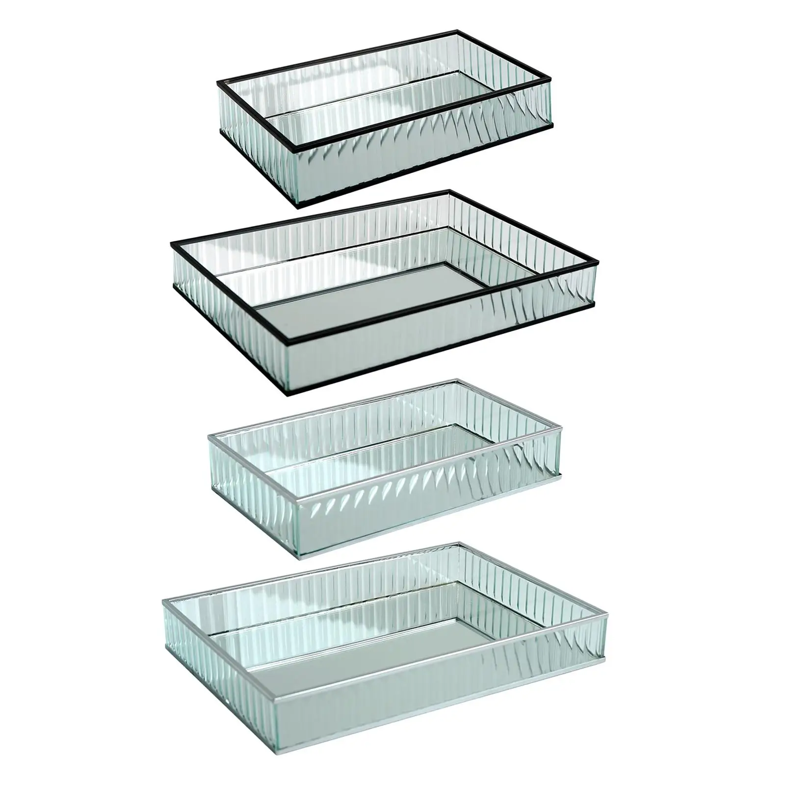 

Glossy Glass Vanity Makeup Trays Cosmetic Perfume Lipstick Tray Serving Tray