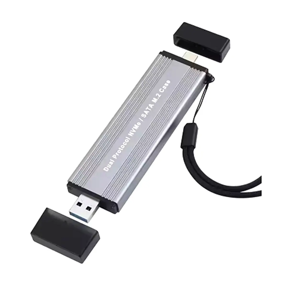 Фото Акция: Корпус-адаптер для SSD M.2 NVMe NGFF SATA с поддержкой двух протоколов, 10 Гбит/с, внешний бокс для жестких дисков NVMe и SATA №3