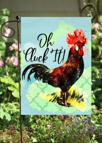 Двухсторонний мягкий флаг Oh Cluck It Rooster Garden Flag ~ 12x18