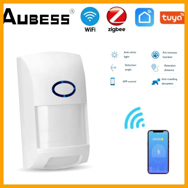 

Aubess WiFi Human Body Sensor Wireless Smart Infrared Body Movement PIR Motion Sensor Zigbee Use With Gateway Tuya SmartLife App