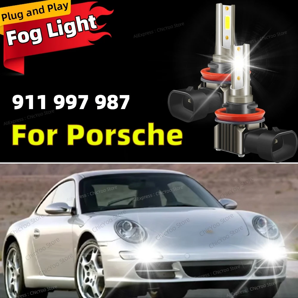 

6000K светодиодные автомобильные противотуманные фары, передняя лампа для Porsche 911 997 Boxster 987 2004 2005 2006 2007 2008 2009 2010 112012 Plug and Play