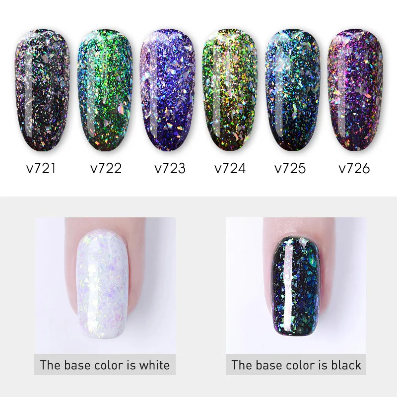 Новый дизайн ногтей DIY Дизайн Сияющий Звездный Платиновый эффект Павлин краска