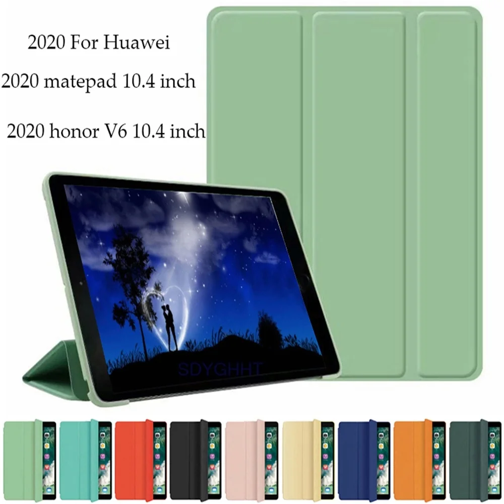 

For HuaWei MatePad 10.4 BAH3-AL00 / BAH3-W09 Case PU Soft Silicone Cover for Honor V6 10.4" KRJ-WO9 with Smart Sleep Wake shell