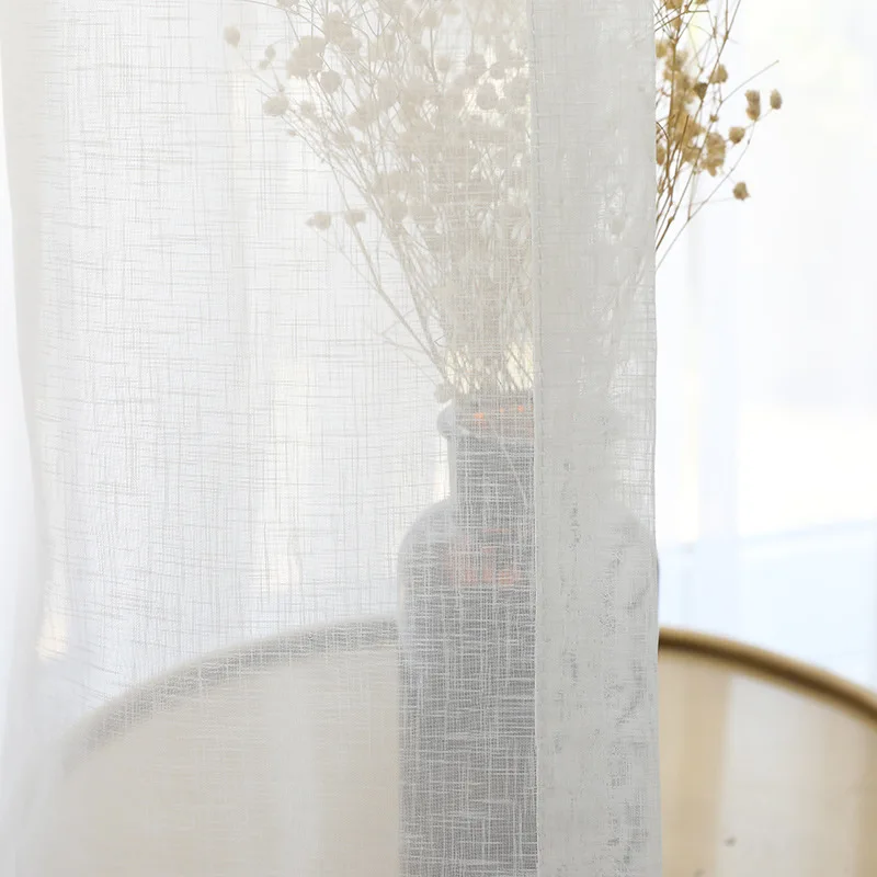 

Modern Curtains for Living Dining Room Bedroom Simple Cross Linen Fabric Fabric Tulle Curtains White Gauze Modern Fashion Tulle
