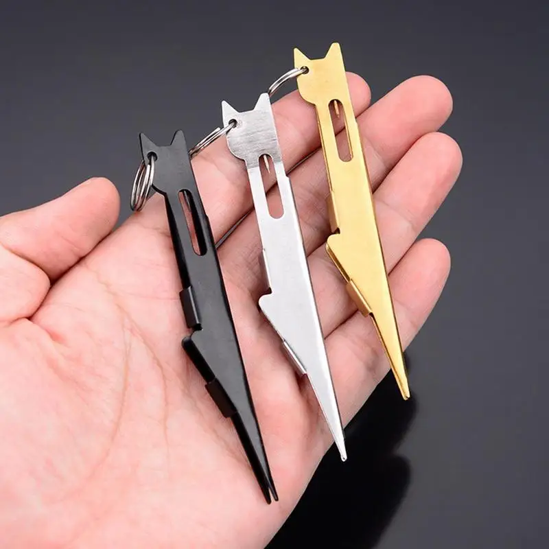 

Fishing Knot Tool Stainless Steel Fishing Knot Tying Tool with Anti-lost Key Ring Small Fly Fishing Angler Accessories Nail Knot