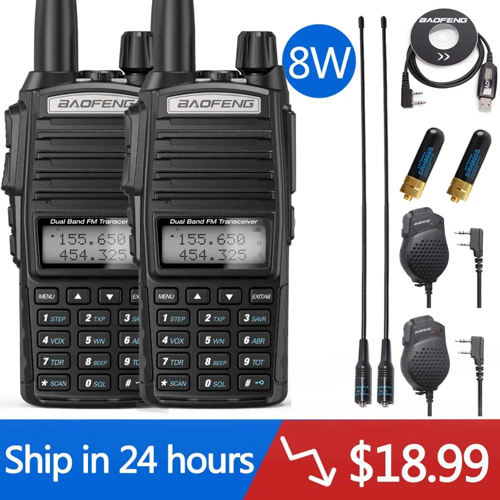 

Рация BaoFeng UV-82 Plus 8 Вт, 2 шт., двойная PTT станция, коммуникатор UV5R, Любительский приемопередатчик, Двухдиапазонная портативная 2-полосная рация