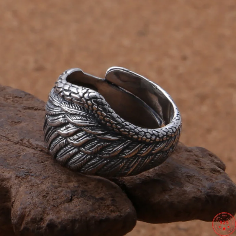 BOCAI S925 Стерлингового Серебра Подвески Кольца для Мужчин Женщин Креативные Ретро