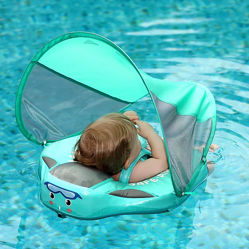 

Non Inflatable Baby Swim Float Newborn Bath Toys Child Swimming Pool Floating Row Kids Summer Beach Lifebuoy with Awning Circle