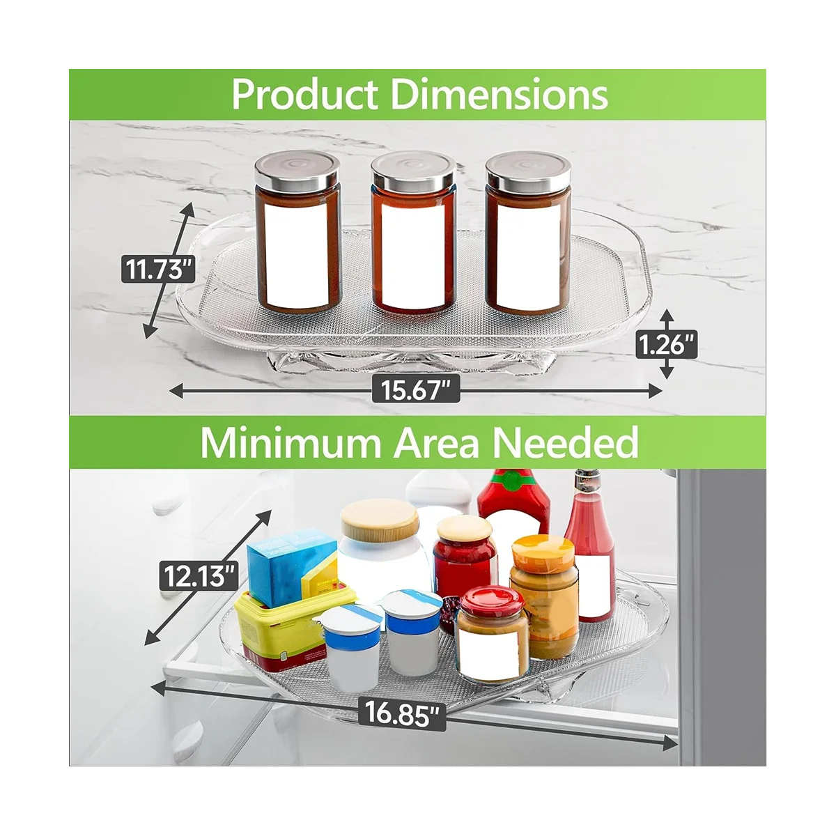 

Turntable Organizer for Refrigerator 360 Rotatable Rectangle Storage Rack Clear Turntable Rack for Kitchen Cabinet Table