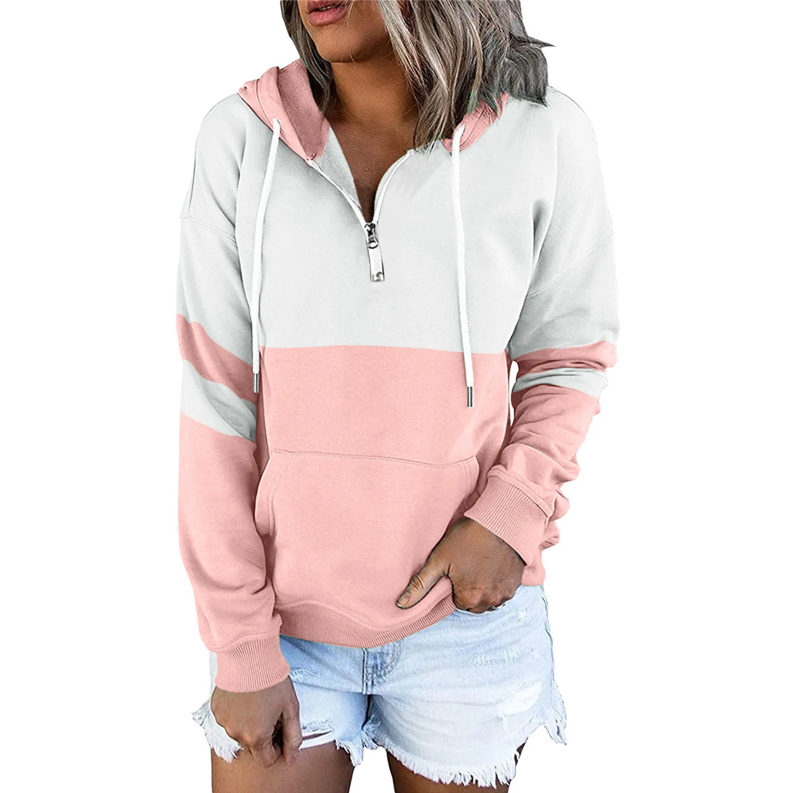 

Pullover Button Hoodies Hooded V Down Long Sleeve Pocket For Womens Casual Neck Sweatshirts Womens Large Zip up Sweatshirt