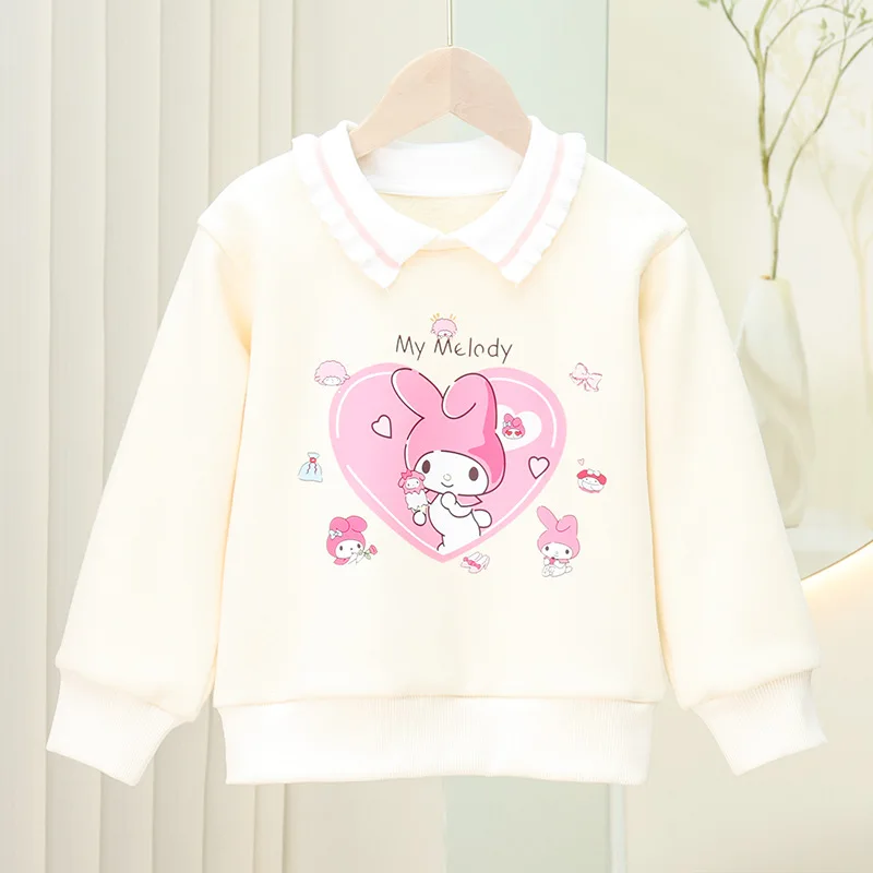 Новинка спортивный Свитшот Sanrio из чистого хлопка для девочек осень и зима Kuromi My