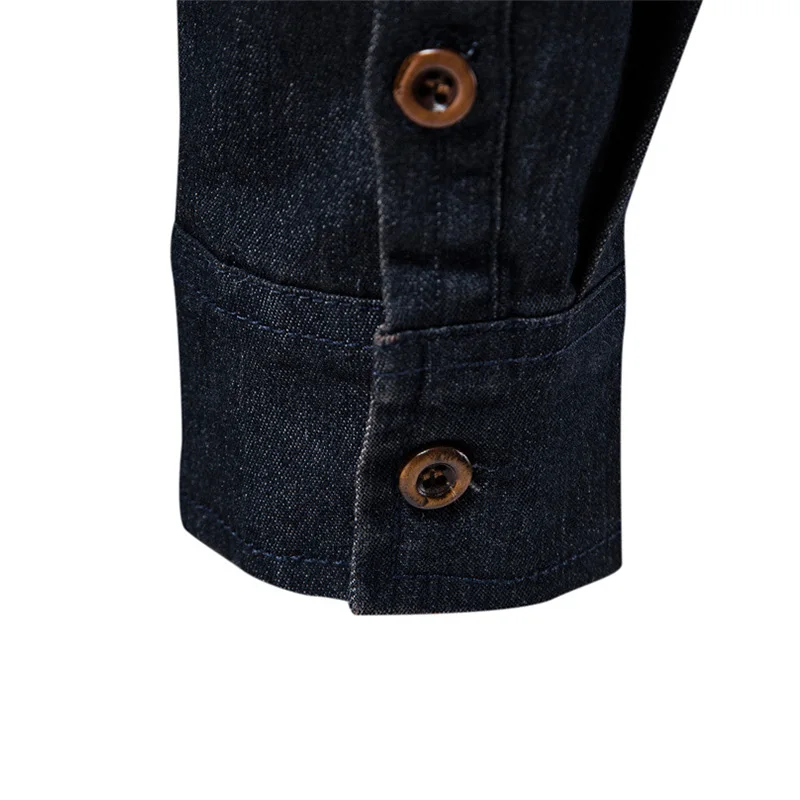 2022 Autumn Trend New Denim Shirt Men's Casual Solid Color Pocket Men's Long Sleeve Shirt Ropa Hombre Camisas