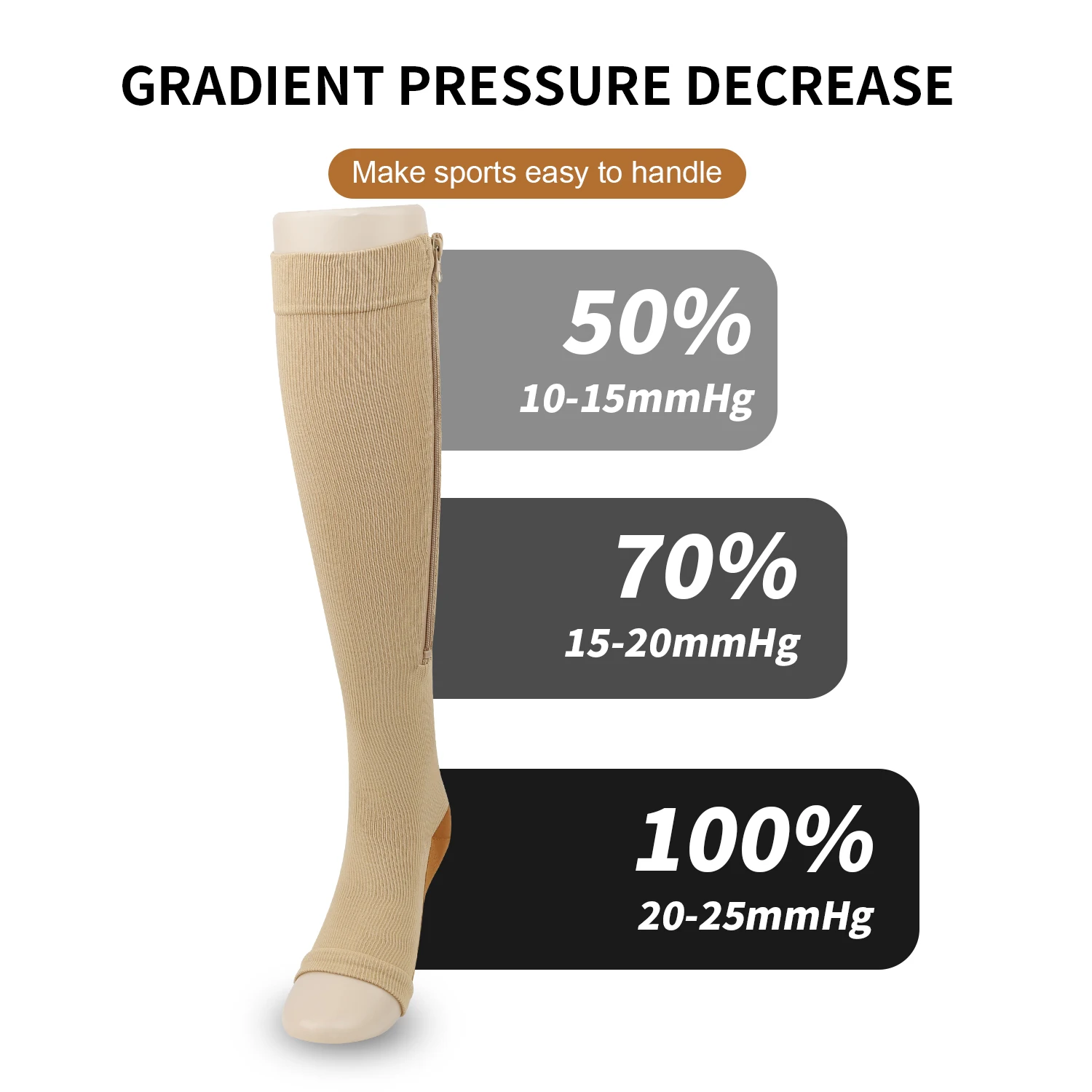 Спортивные Компрессионные носки на молнии эластичные с длинными штанинами новые