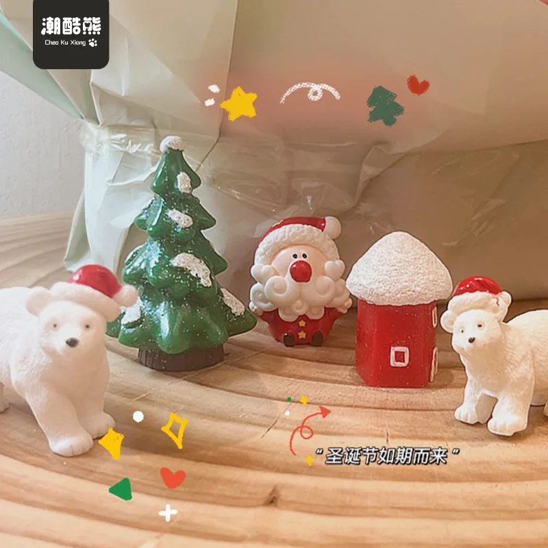 

Cartoon Resin Polar Bear Doll Christmas Gift Car Interior Accessories Living Room Birthday Cake Decoration Ornaments