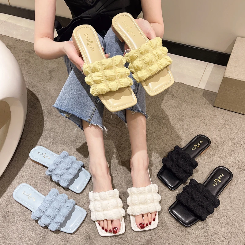 

Шлепанцы женские из ПУ кожи, мягкие сандалии, низкая плоская подошва, сланцы, резина, римские тапки, летняя обувь, лето 2022