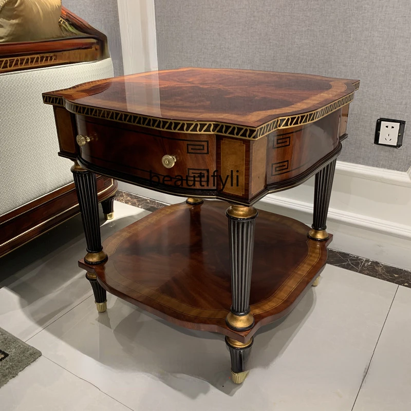 

zq Furniture Corner Table Peach Blossom Heart Solid Wood Side Table Small Apartment Free Shipping Square Table Tea Table