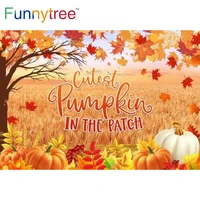 funnytree autumn scenery background maple leaves baby shower cutest pumpkin patch field fall kids photography props backdrop