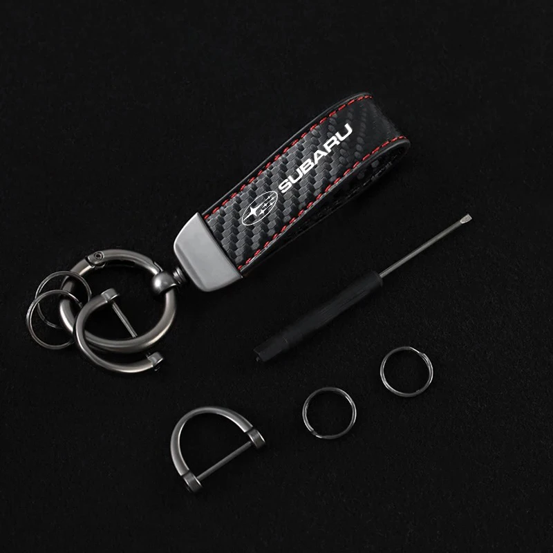 Кожаный Автомобильный Брелок из углеродного волокна брелок с подвеской