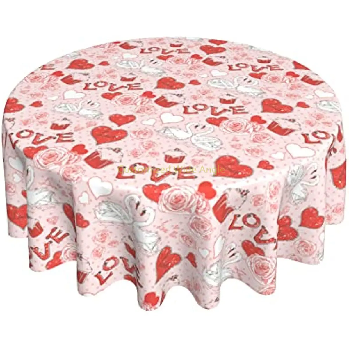 

Valentine's Day Red Rose Swan Table Clothes 60 Inch Waterproof Tablecloth for Dining Room Kitchen Table Party Indoor Outdoor