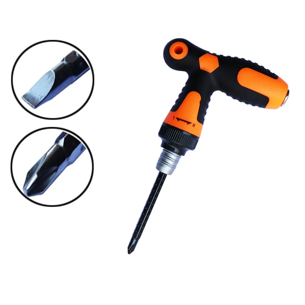 

2 In 1 Screwdriver T-type Anti-slip Alloy Steel Screw Driver Multifunctional Ratchet Screwdriver Repair Tool Hand Tools