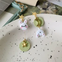 cute asymmetrical star moon animal rabbit earrings for women cloud bow heart pearl long tassel stud earring fashion jewelry gift