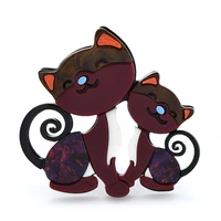 wulibaby lovely acrylic cats brooches for women beauty animal pets party causal brooch pin gifts
