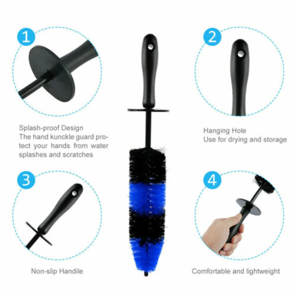 

ForEngine Emblems For Cleaning Wheels Car Detail Brushes Long Brush Wheel Hub Brush Car Detailing Brush Detail