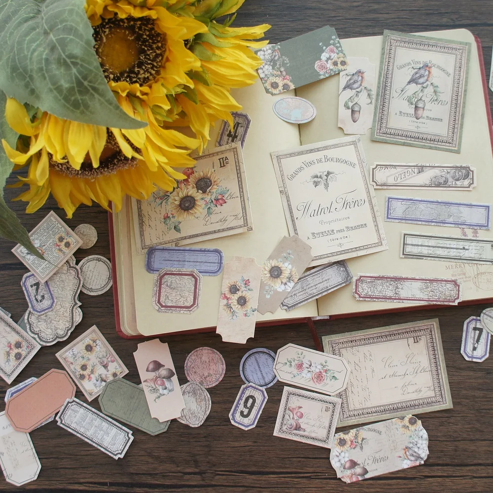 

50pcs Mix Sparrows and Yellow Sunflowers Style Creative Craft Paper Background Scrapbooking DIY Use